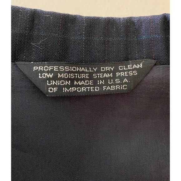 Mark Shale Skirt Suit Navy Plaid Single-Button Blazer Size 14 - Picture 8 of 16